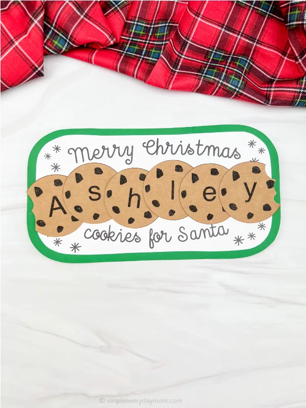 Santa's cookie plate name craft