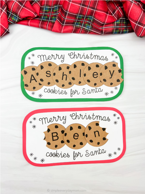 2 Santa's cookie plate name crafts