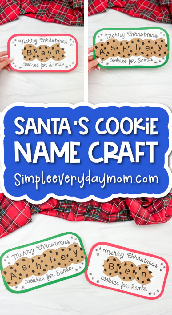 Christmas name craft image collage with the words Santa's cookie name craft