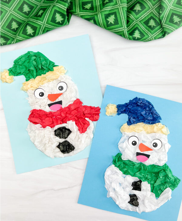 2 snowman tissue paper crafts