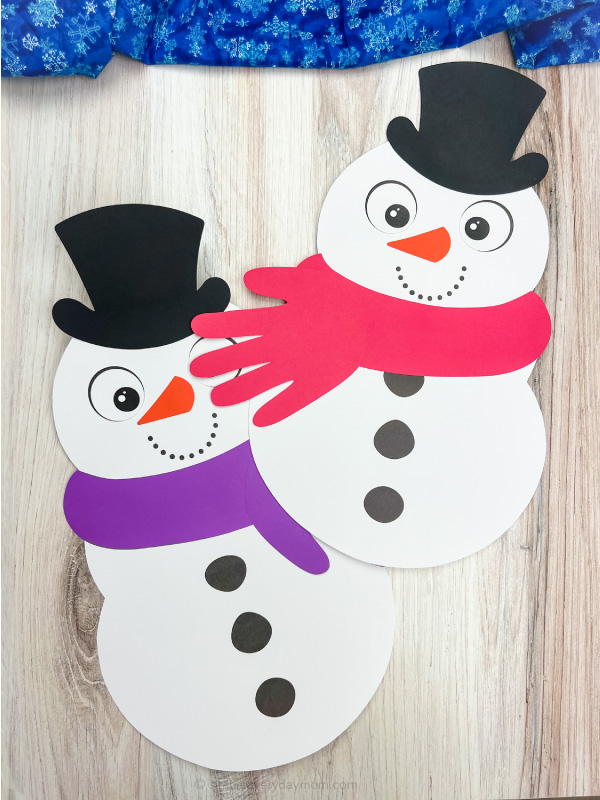 2 snowman handprint crafts