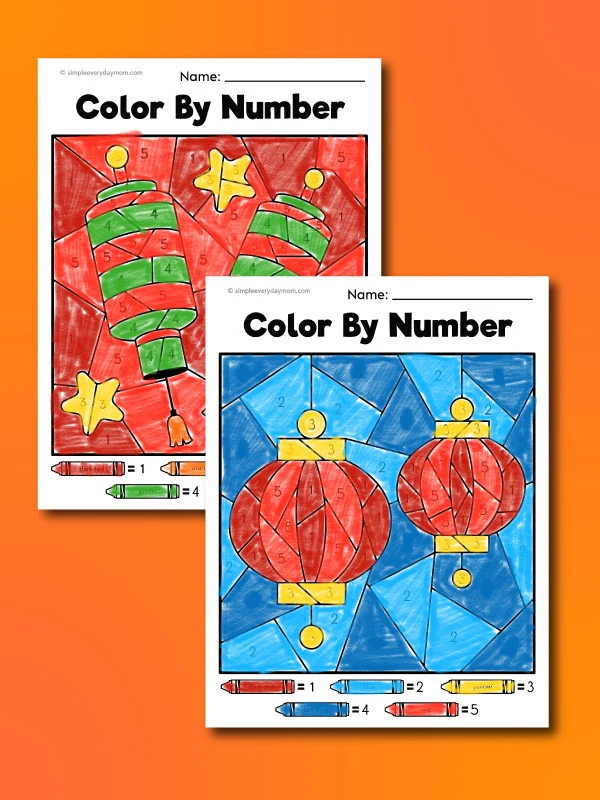 Chinese new year color by number examples