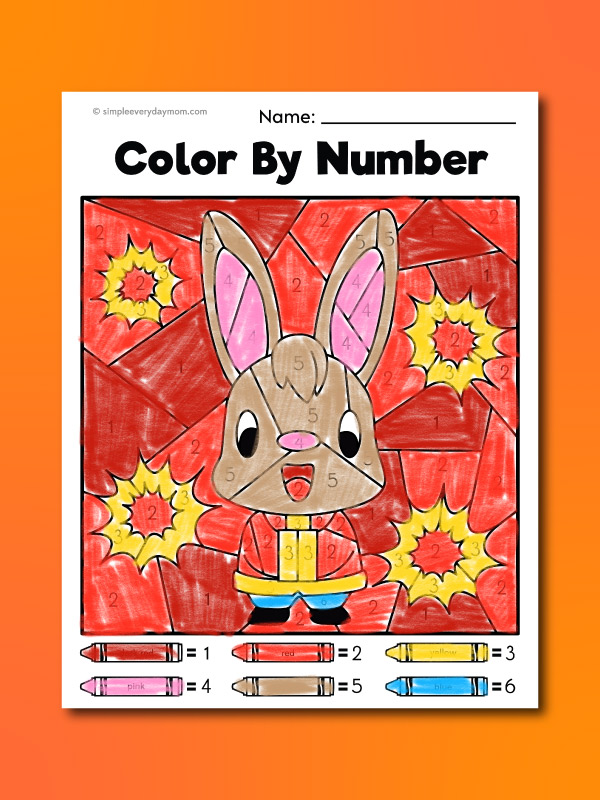 Chinese new year color by number rabbit