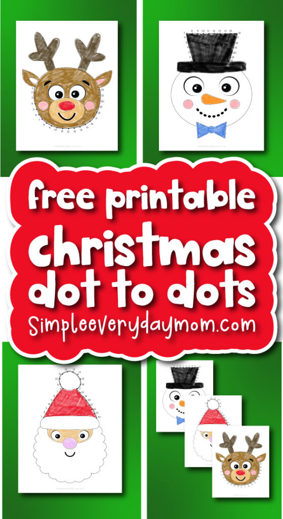 dot to dot printables image collage with the words free printable Christmas dot to dots