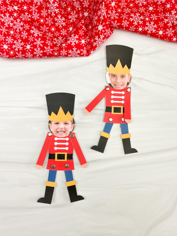 two finished versions of photo nutcracker craft