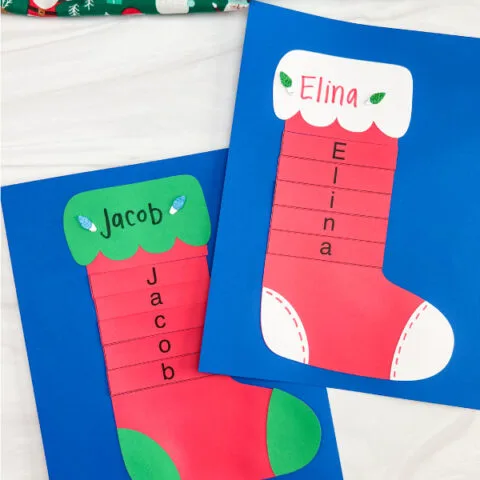 two finished examples of stocking name craft