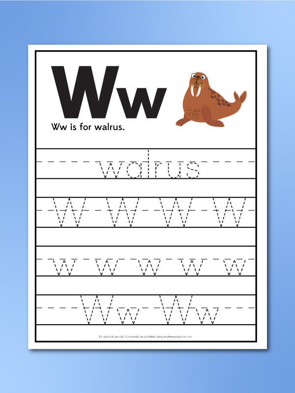 w is for walrus worksheet