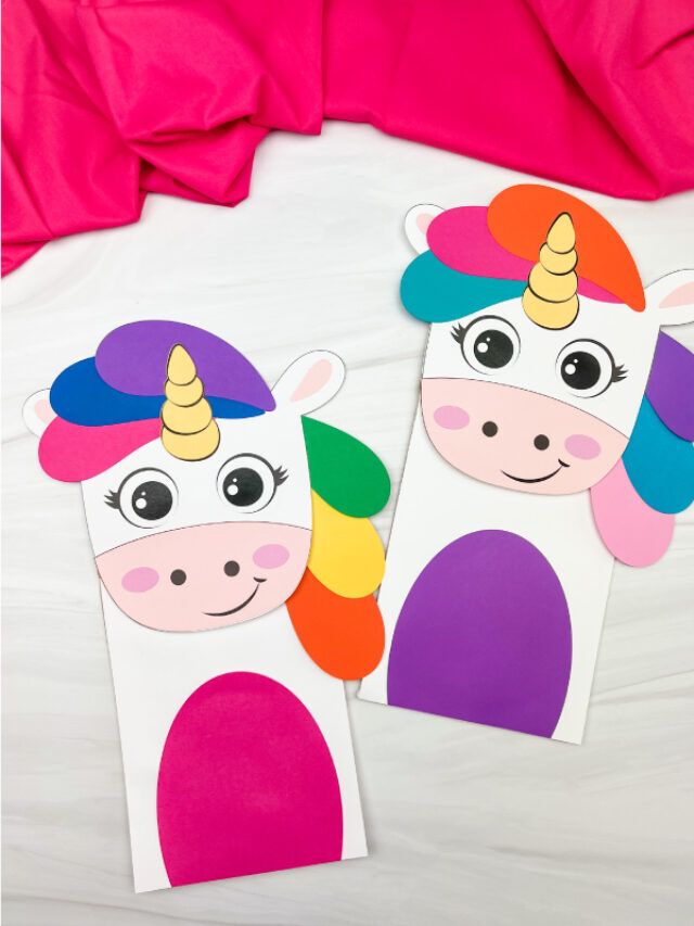 Unicorn Rainbow Puppet Craft For Kids [Free Template] Story