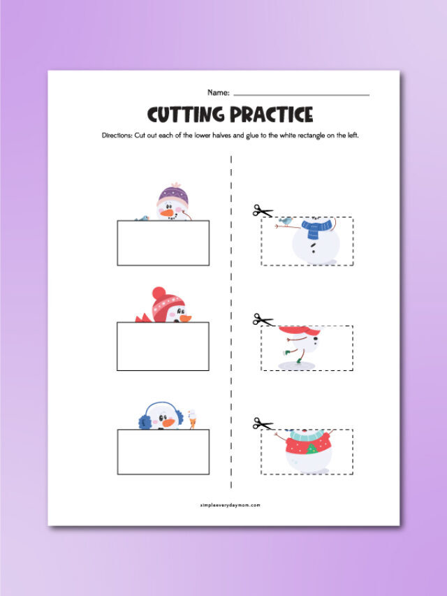 Free Printable Snowman Cutting Activity Pages For Kids Story