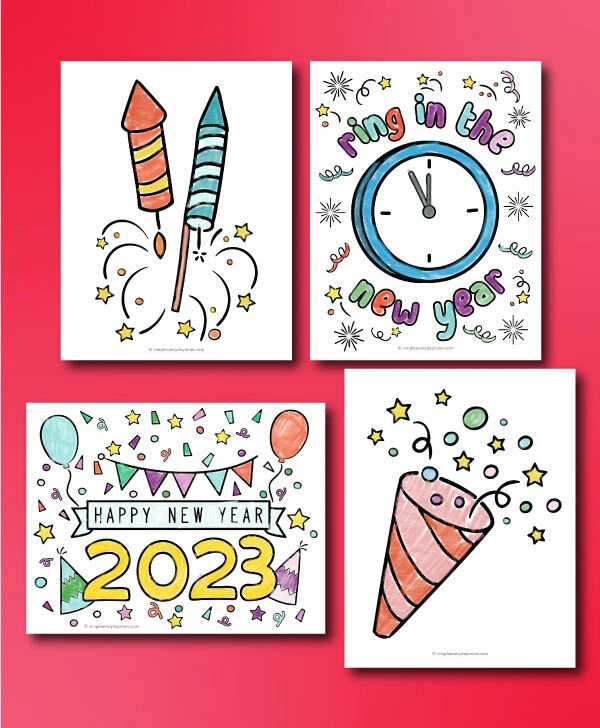 New Years Eve coloring pages for kids