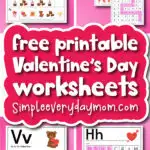Valentines day worksheets banner image