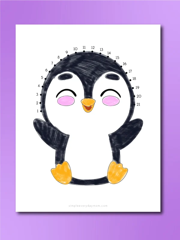 baby penguin dot to dot finished example