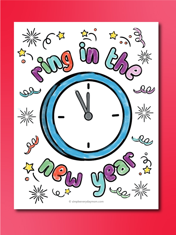 New Years Eve coloring page for kids