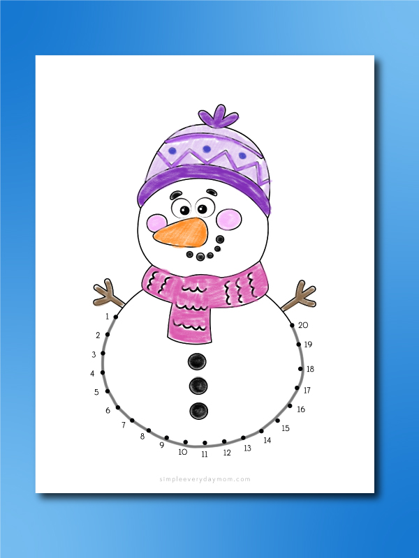 snowman dot to dots finished example