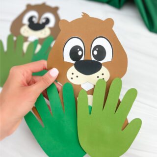 Groundhog Handprint Craft For Kids [Free Template]