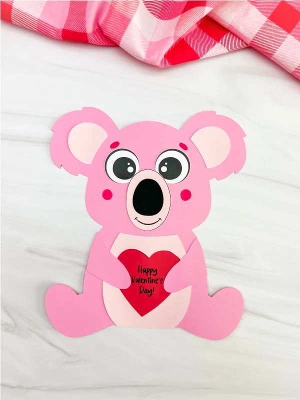 single finished example of koala valentine craft