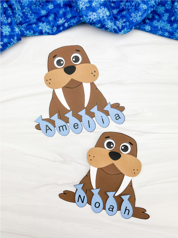 two examples of finished walrus name craft