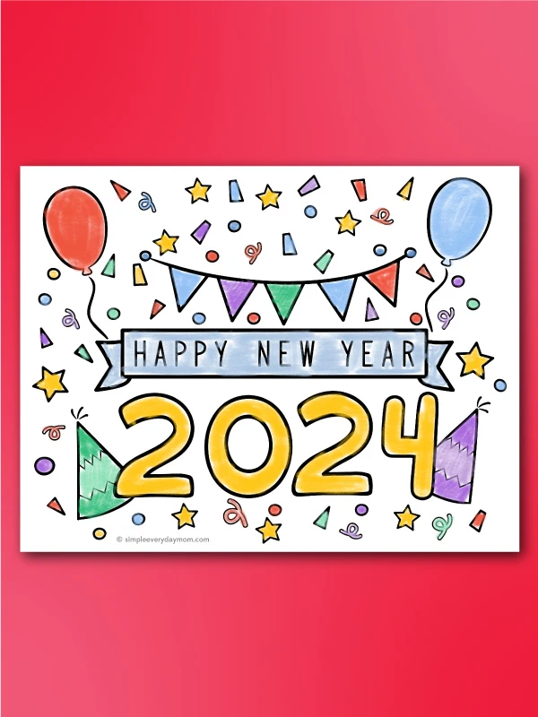 2024 New Years Eve coloring page