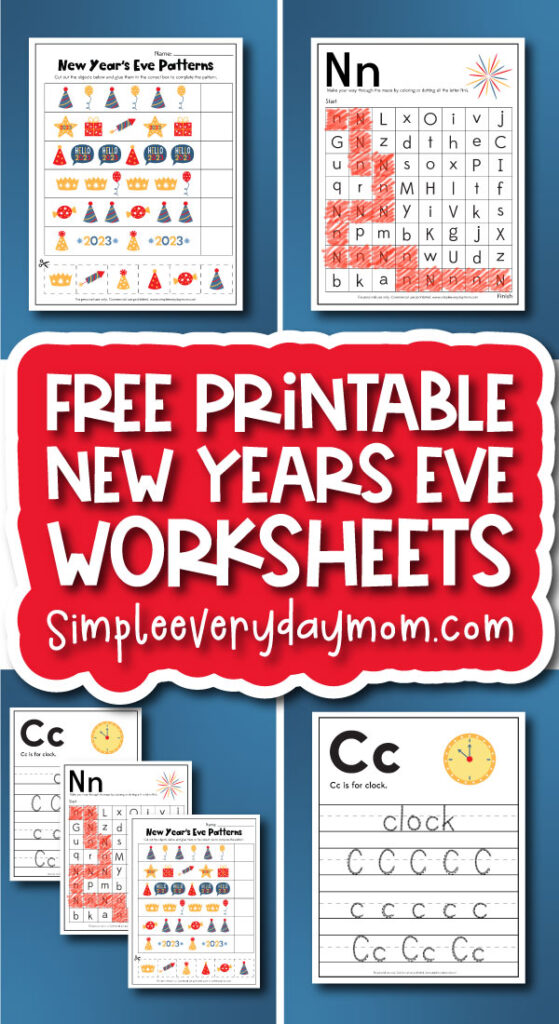 New Years Eve Worksheets cover image collage