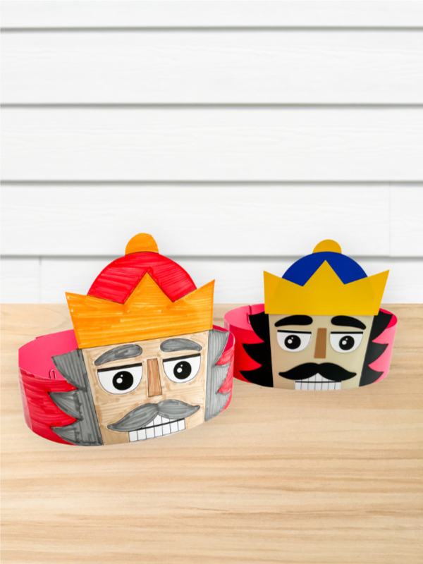 two finished nutcracker headband crafts side by side