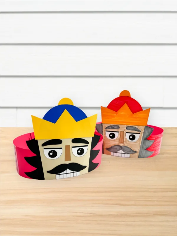 two finished nutcracker headband crafts side by side