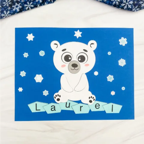 single example of finished polar bear name craft