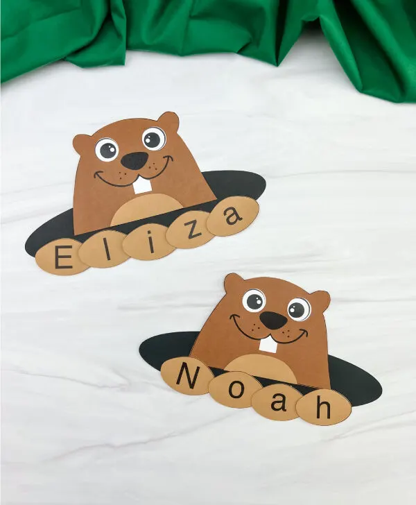 two finished examples of groundhog name craft
