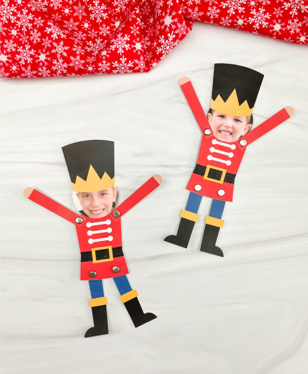 two versions of photo nutcracker craft side by side