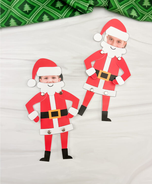 two versions of Santa photo craft side by side