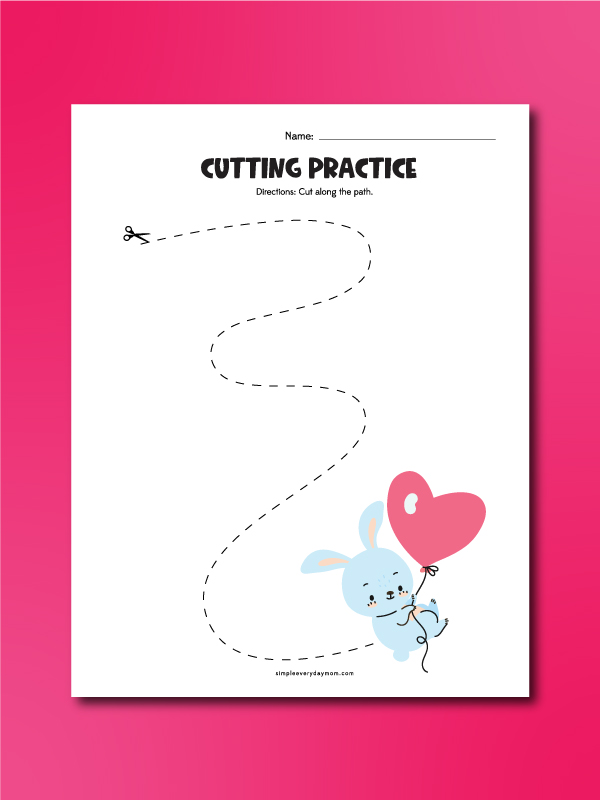 valentines cutting practice worksheet cut along the dotted line