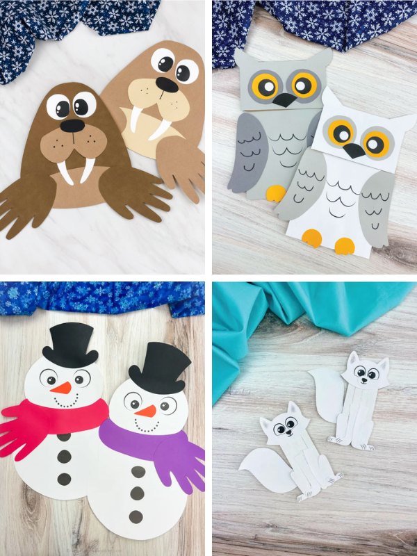 winter kids crafts image collage

