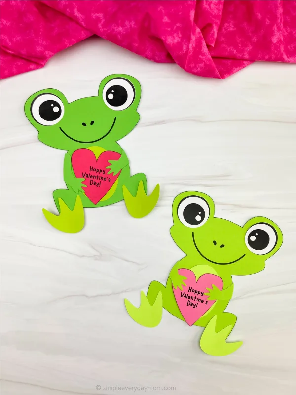 two examples of finished frog valentine