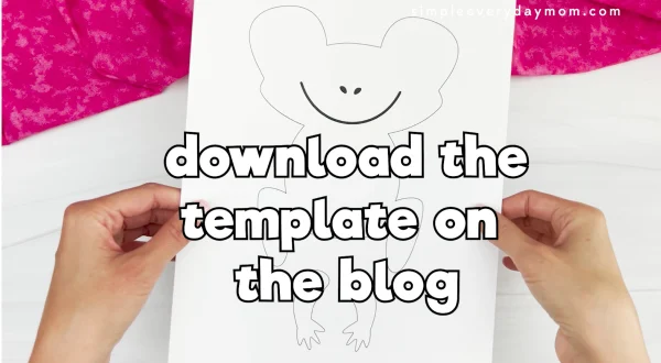 printed frog valentine template with "download the template on the blog"