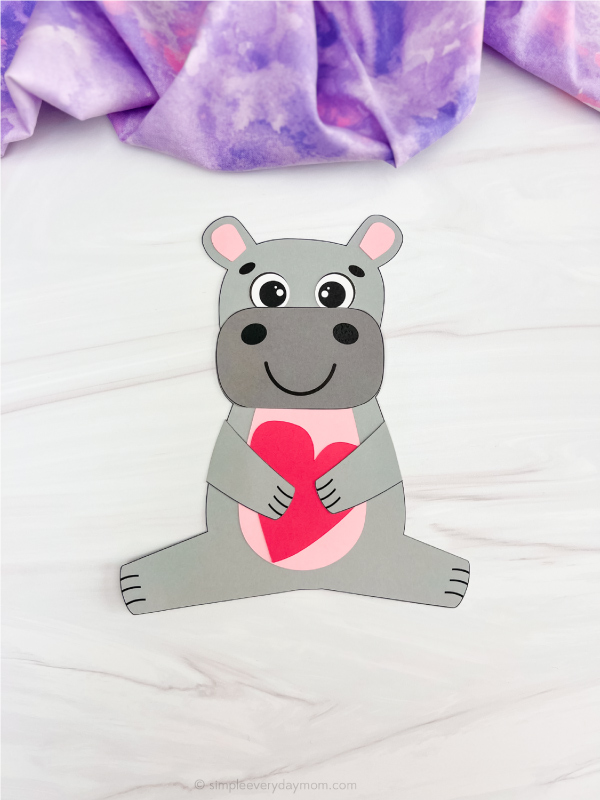 single example of finished hippo valentine craft