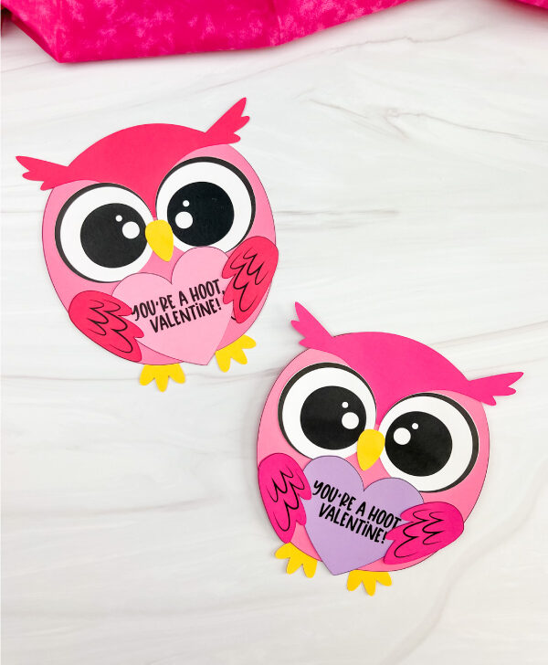 Finished Valentine owl craft two examples