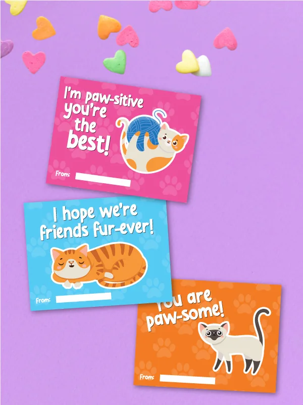 more printed cat valentine card examples