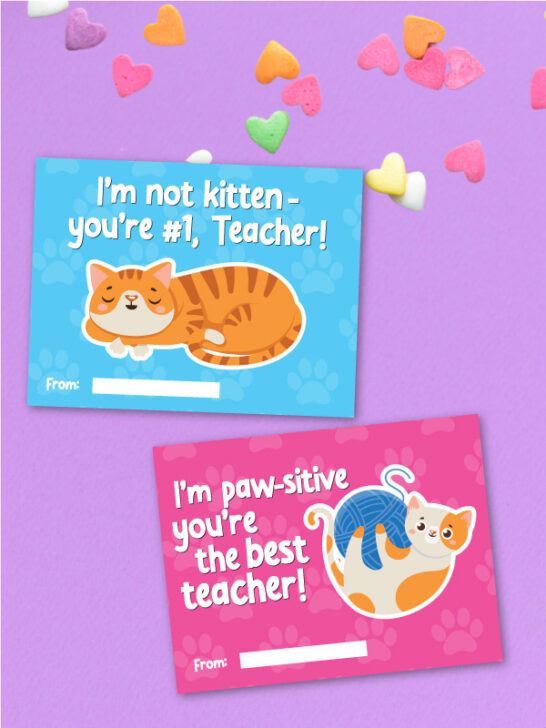 Printable Cat Valentine Cards For Kids