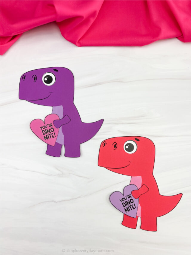 Dinosaur Valentine Craft For Kids [Free Template] Story