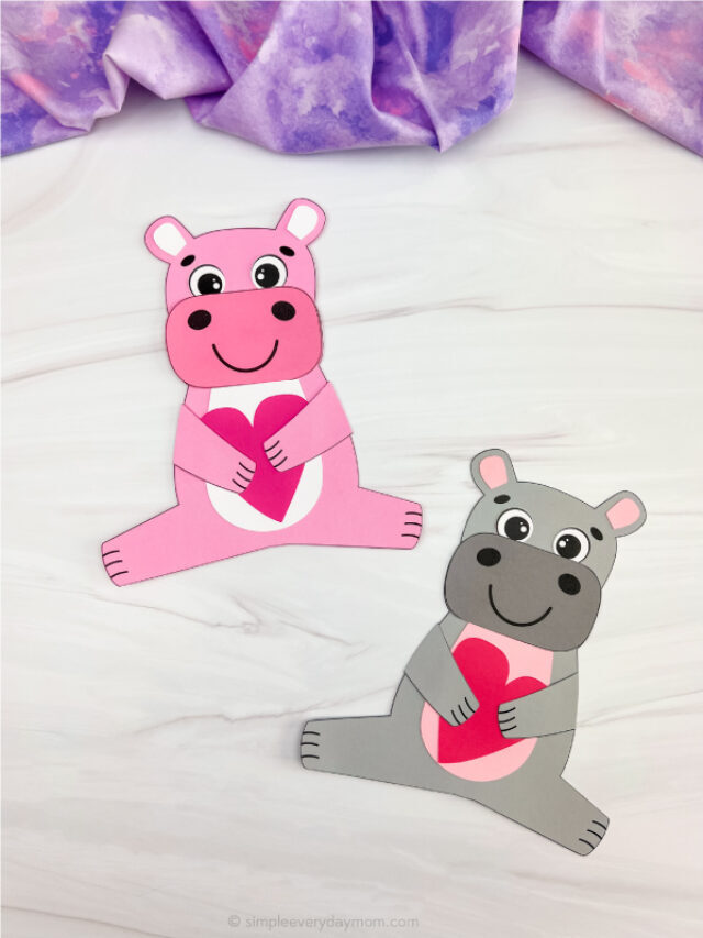 Hippo Valentine Craft For Kids [Free Template] Story