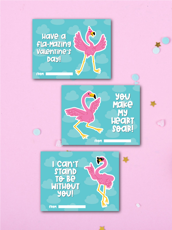 three examples of printed valentine cards