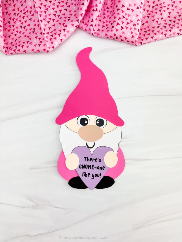 single example of finished gnome valentine craft