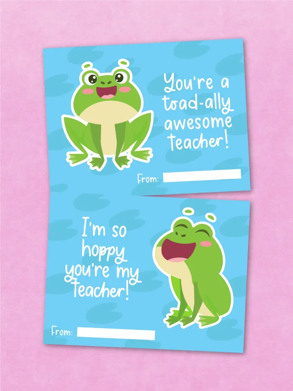 frog Valentine cards for teachers