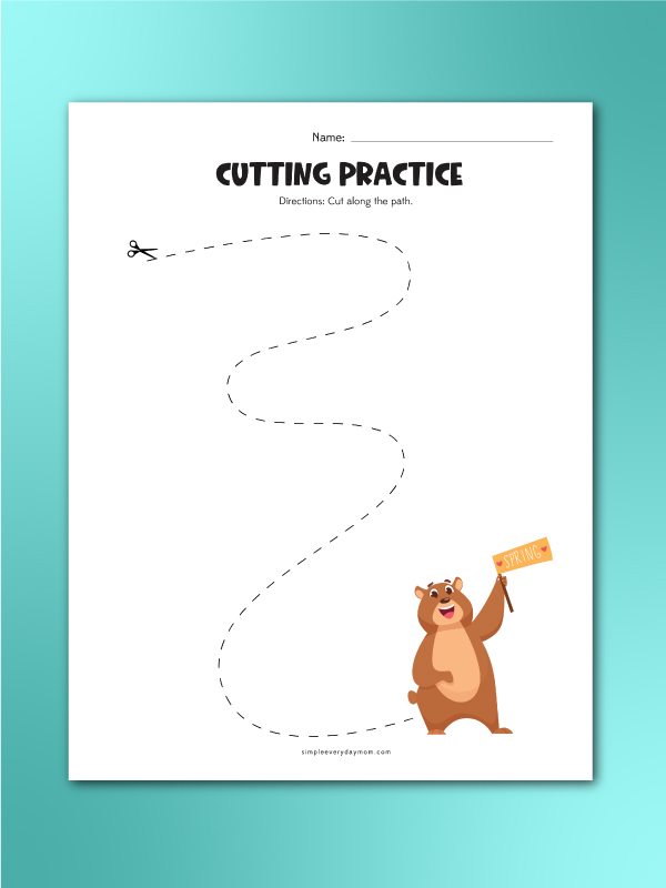 groundhog cutting practice dotted line worksheet