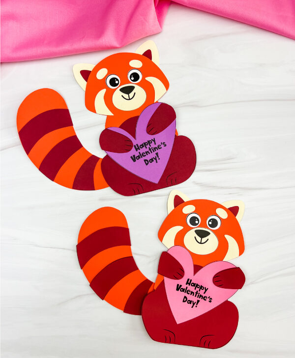 two examples of finished red panda valentine