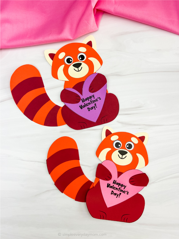 two examples of finished red panda valentine