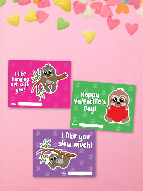 printed sloth valentine cards example