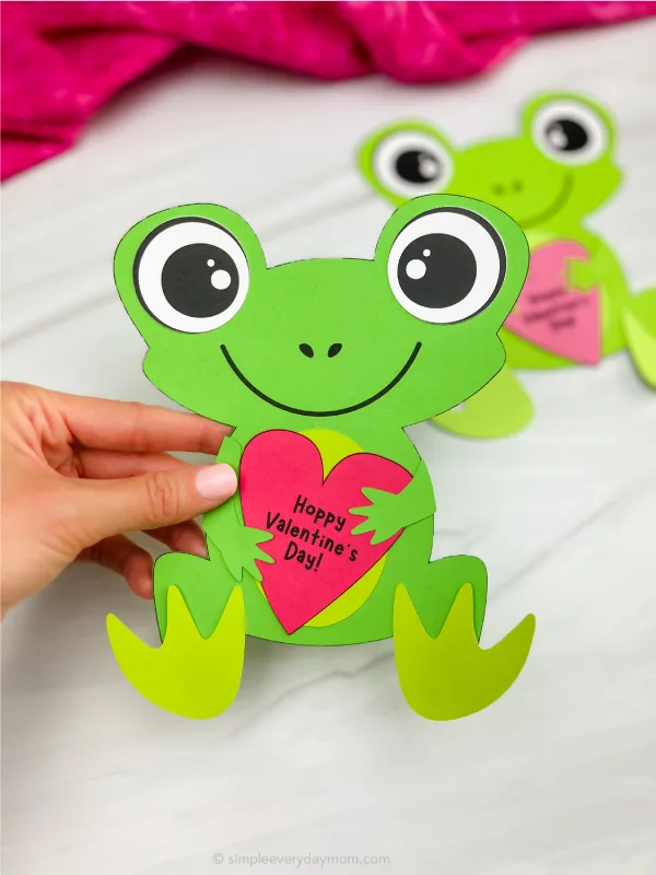 hand holding finished frog valentine