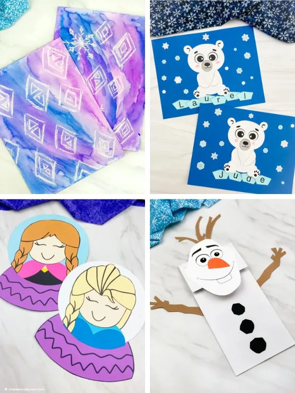 Wintertime crafts for kids image collage