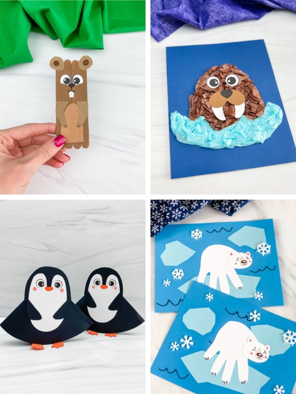 winter craft ideas for kids image collage