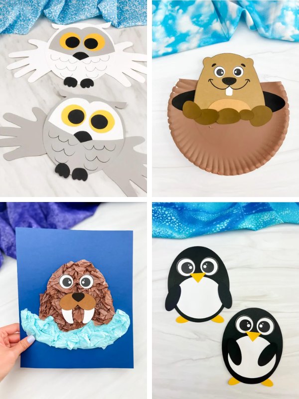 winter craft ideas for kids image collage